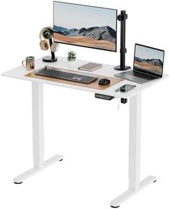 VonHaus Electric Standing Desk, Height Adjustable Sit Stand Desk w/Anti-Collision & Height Preset Technology, Cable Management & USB-C Charging, 100x60cm, Two Piece White Desktop & Frame