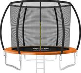 FK Sports Outdoor Trampoline 6FT/8FT/10FT/12FT Rebounder Trampolines for Toddlers, Kids & Adults with Safety Enclosure Net, Anti-tear, UV-Proof Pad, Exercise & Fitness (8ft Trampoline With Ladder)