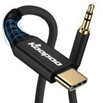 KOOPAO USB C to 3.5mm Audio Aux Jack Cable, Type C to 3.5mm Headphone Stereo Cord Car Compatible with iPhone 16 15 Plus/15 Pro Max, Galaxy S23 S22 S21 S20, MacBookiPad Pro (Black, 6.6Ft)