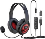 MAIRDI USB Headset with Microphone, Type-C/USB/3.5mm Jack 3-in-1 PC Headset, Computer Headset with Mic Noise Canceling for Teams Call Centers Skype Zoom Home Office Dragon Nuance Dictation