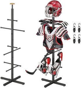NANAGIFTREE Hockey Gear Drying Rack, Metal Sports Equipment Dryer Stand for Adults & Youth, Hockey Equipment Drying Rack for Gloves, Skates & Helmets, Includes 4 Hanging Clips
