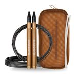 BEAR GRIP Premium Adult Speed Skipping Rope – Adjustable Self-Locking Jump Rope with Cable Protector, Carry Pouch & 2 Steel Ropes - Ideal for HIIT, Crossfit, Boxing, MMA, Fitness & Workouts