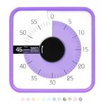 TWENTY5 SEVEN Countdown Timer 7.5 inch; 60 Minute 1 Hour Visual Timer – Classroom Teaching Tool Office Meeting, Mechanical Countdown Clock for Kids Exam Time Management Magnetic, Purple