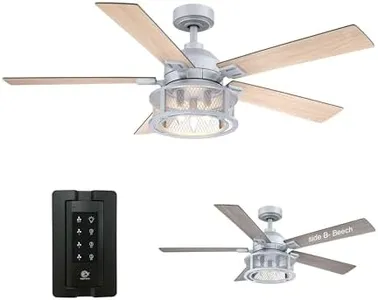 Parrot Uncle Ceiling Fans with Lights and Remote 52 Inch Ceiling Fan with Light for Bedroom Farmhouse Outdoor Ceiling Fans for Patios Covered, Silver, 1 Piece