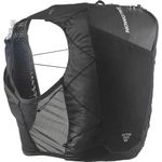 Salomon Active Skin 12 Unisex Running Vest Hiking Trail With Flasks Included, 12L, Easy Hydration, Precision Fit, and Optimized Storage, Black, L