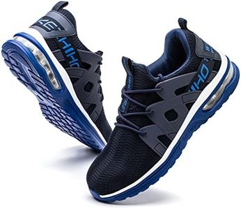 Kezhiho Men Women Air Cushion Work Shoes Steel Toe Puncture Proof Slip Resistant Blue White 9.5 Women/8 Men