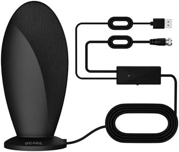 GEARit High-Gain TV Antenna - Indoor Long Range HD TV Antenna for Local Channels, Supports 4K 1080P - Over The Air Digital TV Antenna, 360Ã‚° Signal Reception - 16ft Coax HDTV Cable - Black