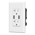 ELEGRP USB Charger Wall Outlet, Dual High Speed 4.0 Amp USB Ports with Smart Chip, 20 Amp Duplex Tamper Resistant Receptacle Plug, Wall Plate Included, UL Listed (1 Pack, Glossy White)