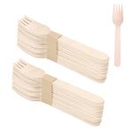 200PCS Disposable Wooden Forks, 160mm / 6.3Inches Natural Eco-Friendly Birchwood Utensils Forks, Wood Forks for Party Picnic Barbecue Restaurant Dinner Dessert