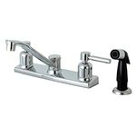 Kingston Brass FB122DL Concord 8-Inch Center Set Kitchen Faucet with Black Plastic Sprayer, Polished Chrome