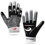 SPOMAT Pro Youth Football Gloves Kids and Adult Tacky Grip Receiver Gloves for Men and Women, Black Adult M