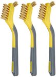 Amazon Basics Brass Mini Brushes, Soft Grip, Pack of 3, 12.7mm, Yellow/Grey, For Cleaning and Removing Rust