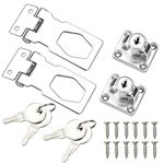 PERFETSELL 2 Pack Lock Hasp Metal Door Bolt Latch Buckle with Padlock and Key Twist Knob Keyed Hasp Locks Clasp Shed Door Bolt Latch for Doors/Cabinets/Windows, 2.5 Inch