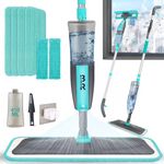 2 in 1 Spray Mop and Window Cleaning Brush Floor Mop for Hardwood Laminate Ceramic Tiles Squeegee Window Cleaner for Home Car Glass Mirror with 4 and 2 Washable Reusable Pads 1 Scraper 1 Mop Holder