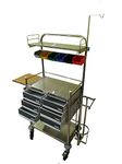 P.M.P.S.� Stainless Steel Crash Cart I Dental Instrument Trolley with Saline Pole,Caster Wheels & Detachable Oxygen Cylinder Holder