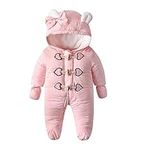 Simplee kids Baby Infant Boys Girls Snowsuit Winter Hooded Footed Warm Jumpsuit Outerwear with Gloves for 9-12 Months