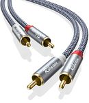 RIKSOIN RCA Cable, (8 Feet) 2-RCA Male to 2-RCA Male Subwoofer Audio [Shield, Hi-Fi Sound] Nylon Braided Cable for HDTVs, Home Theater, Gaming Consoles, Hi-Fi Speakers, DVD Players & More