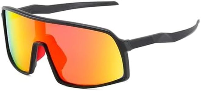 Polarized Sports Sunglasses for Men Women, Fashion Windproof Driving Fishing Cycling Glasses UV400 Protection (Black/Red)