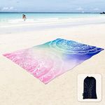 Sunlit 6' x 7' Sandfree Beach Blanket Sand Proof Mat with Corner Pockets and Mesh Bag for Beach Party, Travel, Camping and Outdoor Music Festival，Mandala