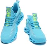 GSLMOLN Outdoor Breathable Mesh Knited Jogging Athletic Running Shoes Sky Blue Size 5-5.5