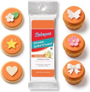 Bakerpan Premium Rolled Orange Fondant for Cake Decorating, Vanilla Flavor - 4.4 Ounces (Made in USA)