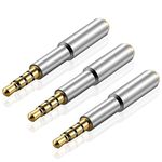 TNP Headphone Extender 3.5mm Audio Jack Extension Adapter, 3 Pack - AUX Auxiliary Stereo Headset Connector Male to Female Metal 4-Conductor TRRS for iPhone Android Smartphone Battery Case