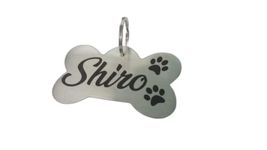 Streetsoul Pet ID Personalized Stainless Steel Engraved Name Tag for Pet Dog, Cat ID Customized Dog Tag (2 INCHES Bone), 1 Label