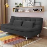 Casaliving Danny 3 Seater Sofa Cum Bed for Living Room (Black Colour Fabric) Premium Fabric Sofa for Living Room