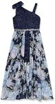 Speechless Girls' High Neck Romper Maxi Dress, Navy/Lavender, 8