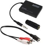 JUSTOP BTR006 Bluetooth Wireless Stereo Audio Receiver With 3.5MM Jack, Universal Adapter For Speakers, Built-in Rechargable Battery, Audio Cable And 3.5mm Jack Joiner Adapter
