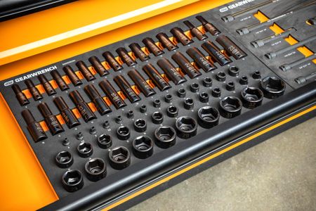 GEARWRENCH 66-Piece Metric Impact Socket Set – 1/4, 3/8, 1/2 Drive, Foam Tray