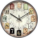 European Style Silent Non-Ticking Round Classic Clock Retro Quartz Decorative Battery Operated Wall Clock for Living Room Kitchen Home Office 12 inch