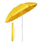 Sekey® 1.6m Beach Umbrella with Cover, Portable Tilting Garden Parasol Umbrella, Garden Umbrella for Beach/Pool/Patio, Round Sunscreen UV20+ Yellow