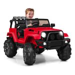 Maxmass Kids Ride on Truck, 12V Battery Powered Electric Vehicle with Remote Control, LED Lights, Music, Horn, AUX input, USB, MP3, Children Ride on Toy Car for 3-7 Years Old (Red)