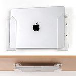 SIPRDE Wall Mount Laptop Holder - Also Available as an Under Desk Laptop Mount, Clear Acrylic, with Adhesive & Screw, for Macbooks, Surface, Keyboards, Switch, Tablets & More