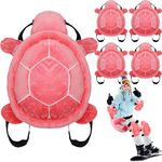 Wettarn 5 Pcs Turtle Butt Pad Snowboarding Cute Turtle Cushion Large Turtle Protective Gear for Skiing Plush Turtle Knee Pad Elbow Pads for Kids Adults Winter Outdoor Protection (Pink)