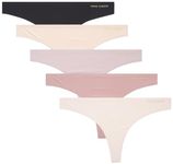 Vince Camuto Women's Thong Underwear - 5 Pack/10 Pack Ultra Soft Sexy Lingerie Thong Panties - Breathable Underwear for Women, Rose Assorted (5 Pack), L