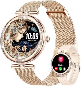 Reloj Inteligente Mujer con Llamadas, 1.19" AMOLED Smartwatch Mujer con Pulsómetro/Sueño/SpO2, WhatsApp Notificaciones, 100 Modos Deportivos, Impermeable IP68 Regalo Mujer para Android iOS Oro Rosa