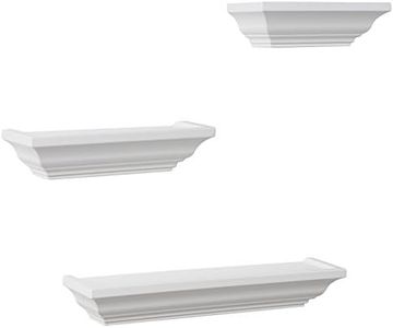 WOLTU Étagère Murale Lot de 3 en Bois étagère Baroque Style,Blanc RG9295ws