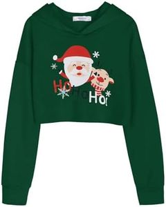 Arshiner Girls Crop Tops Tie Dye Hoodies Kids Long Sleeve Pullover Cropped Sweatshirt Christmas Sweatshirts For Kids Crop Top Hoodies For Girls 10-12