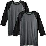 American Apparel CVC Raglan T-Shirt, Style G2003CVC, 2-Pack, Heather Charcoal/Black (2-Pack), Medium