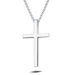 Carleen White Gold Plated 925 Solid Sterling Silver High Polished Mens Crucifix Pendant Necklace Fine Jewellery for Mens Boys - Chain Length: 24 Inch