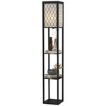 HOMCOM Modern Shelf Floor Lamp Light with 4-Tier Open Shelves Large Storage Display, for Living Room, 160cm, Bulb not Included, Black