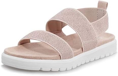 shoeslocker Girls Sandals Summer Shoes Open Toe Elastic Back Strap Sandals Flat for Little Kids Big Kids gold 5