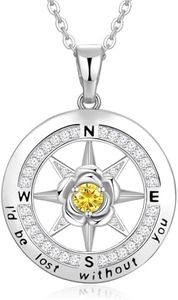Meeshi I Love You Necklaces Gifts for Wife from Husband 18K Plated White Gold Necklaces Christmas Gifts for Her I’d Be Lost Without You Necklaces Silver Chain for Women[Nov-Citrine-S]