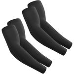 fuinloth Arm Sleeves Compression UV Protection Gaming Sleeve to Cover Arms Cricket Running for Men/Women 2 Black