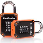 2 Pack Fortlocks Gym Locker Lock - 4 Digit, Heavy Duty, Hardened Stainless Steel, Weatherproof and Outdoor Combination Padlock - Easy to Read Numbers - Resettable and Cut Proof Combo Code – Orange