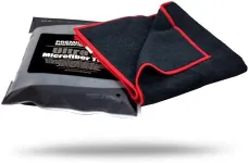 Maxshine 16" x 24" 330GSM Black Microfiber Car Detailing Towel with Red Sewn Border – Ultra-Soft & Absorbent – Ideal for Car Cleaning, Polishing & Interior/Exterior Detailing