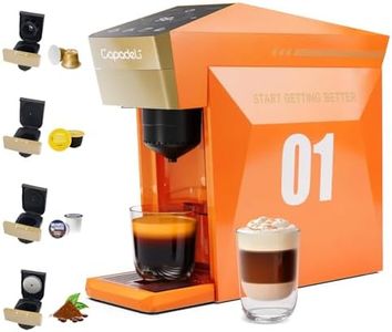 RECAFIMIL Multifunctional 4 in1 Espresso Machine, 19Bar Pressure Single Serve Coffee Maker for Nespresso Original Capsule/K-cup Capsule/LOR Nespresso Original Capsule/Dolce Gusto/Ground Coffee, Orange