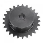 uxcell 25 Tooth Roller Sprocket B Type, #25 Chain, Single Strand 1/4" Pitch, 8mm Bore Black Oxide C45 Carbon Steel with Set Screws for ISO 04C